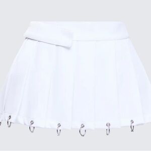 Extra Short Pleated Skirt with Ring Accents